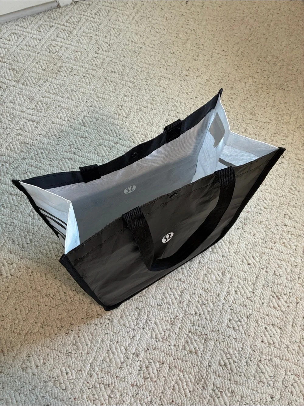 Lululemon athletica Black & White Large Reusable Tote Carryall Gym Bag